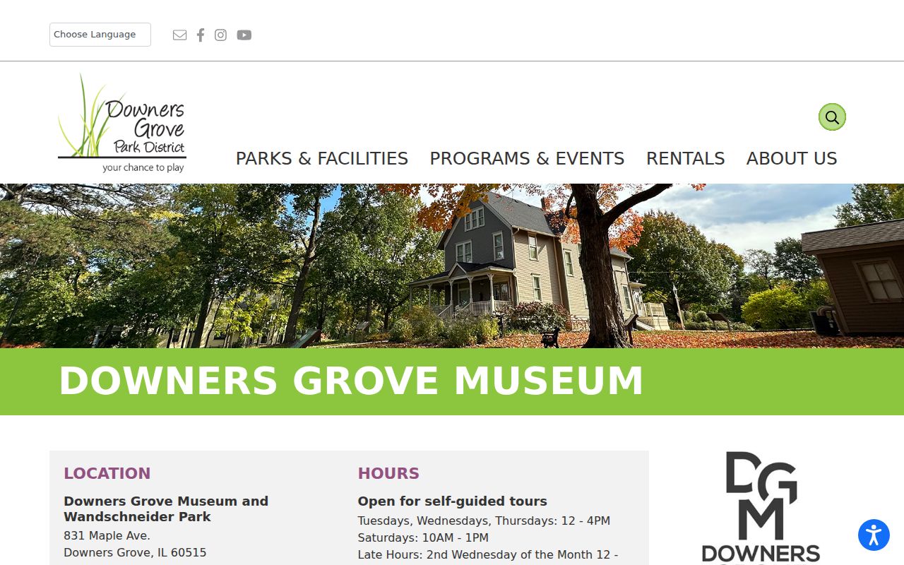 Downers Grove Museum public research library page