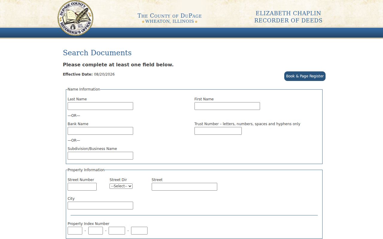 Downers Grove residents directory Recorder index