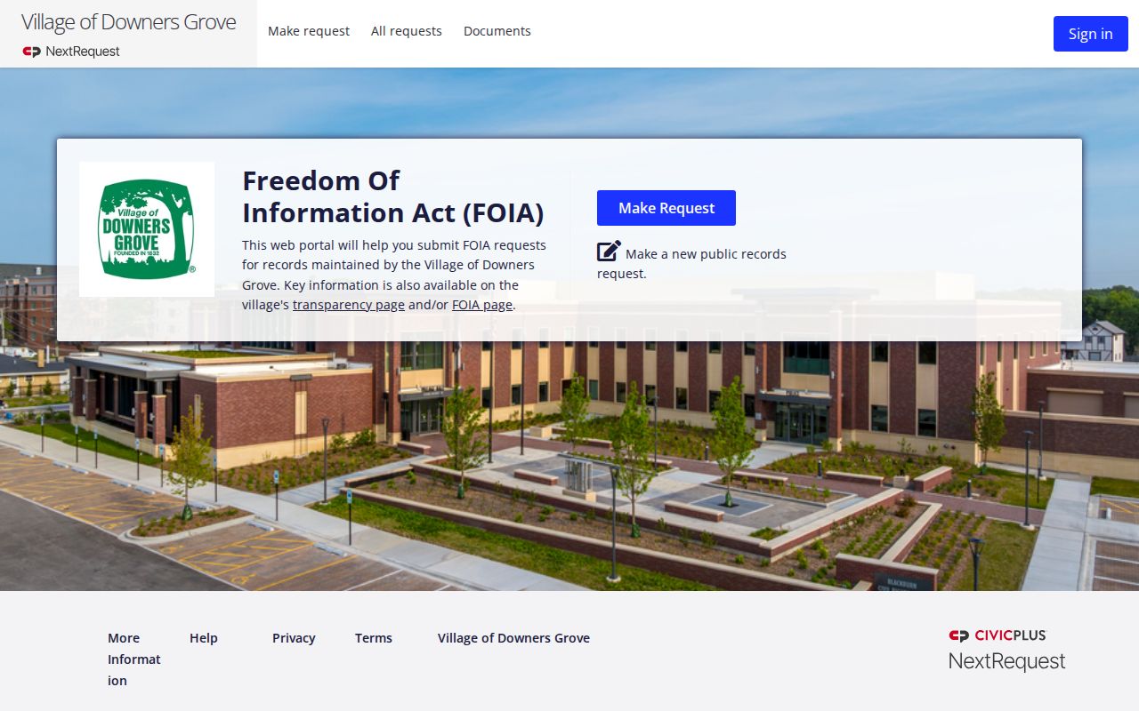 Downers Grove residents directory records request portal