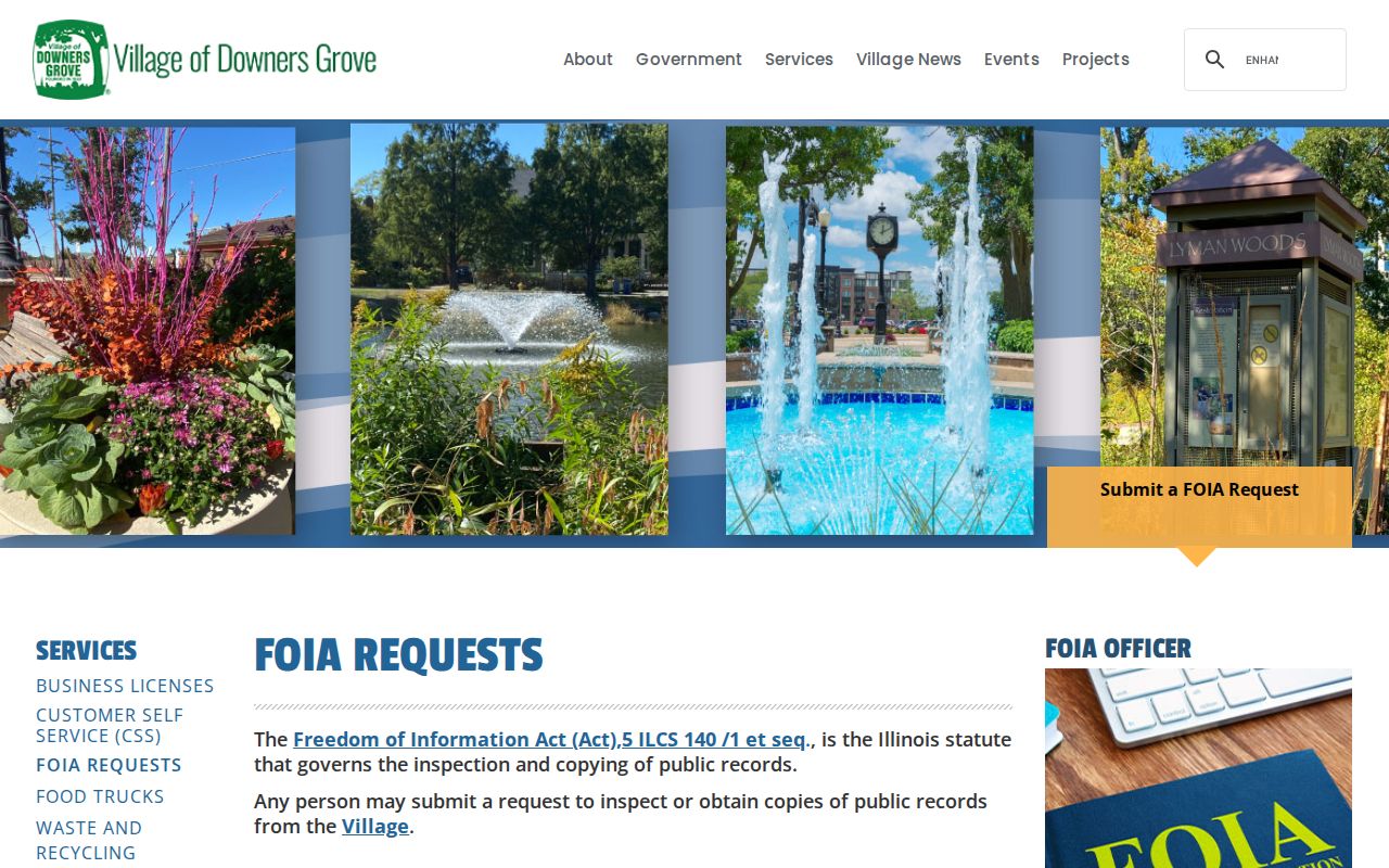 Downers Grove residents directory FOIA instructions